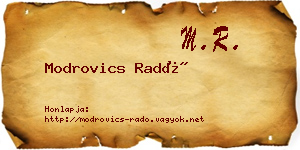Modrovics Radó névjegykártya